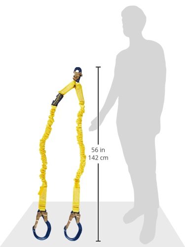 3M DBI-SALA 6' Shockwave2 1 1516" Polyester Tubular Web Twin-Leg Tie-Off Shock-Absorbing Lanyard With Snap Hook And Aluminum Rebar Hooks On Leg Ends