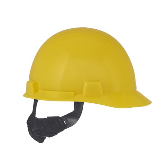 MSA 10074069 SmoothDome Cap Style Safety Hard Hat with Fas-Trac III Ratchet Suspension | Polyethylene Shell, Superior Impact Protection, Self Adjusting Crown Straps - Standard Size in Yellow