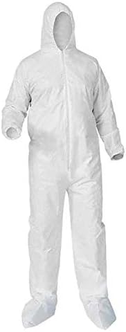 CLEANPRO Microporous Polypropylene Disposable Coveralls with Attached Hood & Boots, 25 Count