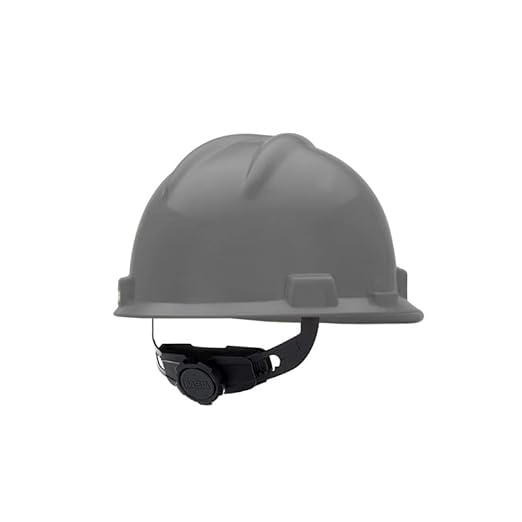 MSA 475364 V-Gard Cap Style Safety Hard Hat With Fas-Trac III Ratchet Suspension | Polyethylene Shell, Superior Impact Protection, Self Adjusting Crown Straps - Standard Size in Navy Gray
