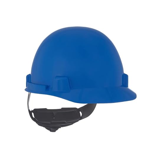 MSA 10074068 SmoothDome Cap Style Safety Hard Hat with Fas-Trac III Ratchet Suspension | Polyethylene Shell, Superior Impact Protection, Self Adjusting Crown Straps - Standard Size in Blue