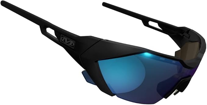 Mechanix Wear: Vision Type-E Safety Glasses with Advanced Anti Fog, Scratch Resistant, Black Half Framed Protective Eyewear, Lightweight, Adjustable Arms and Nose, For Outdoor Use (Blue Mirror Lens)