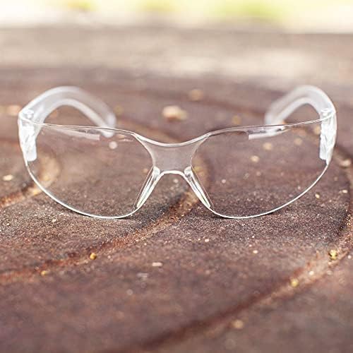 BISON LIFE Clear Lens Clear Temple Safety Glasses | One Size, Adult, Youth, Clear Protective Polycarbonate Lens Clear Temple, Clear, 144 PAIRS