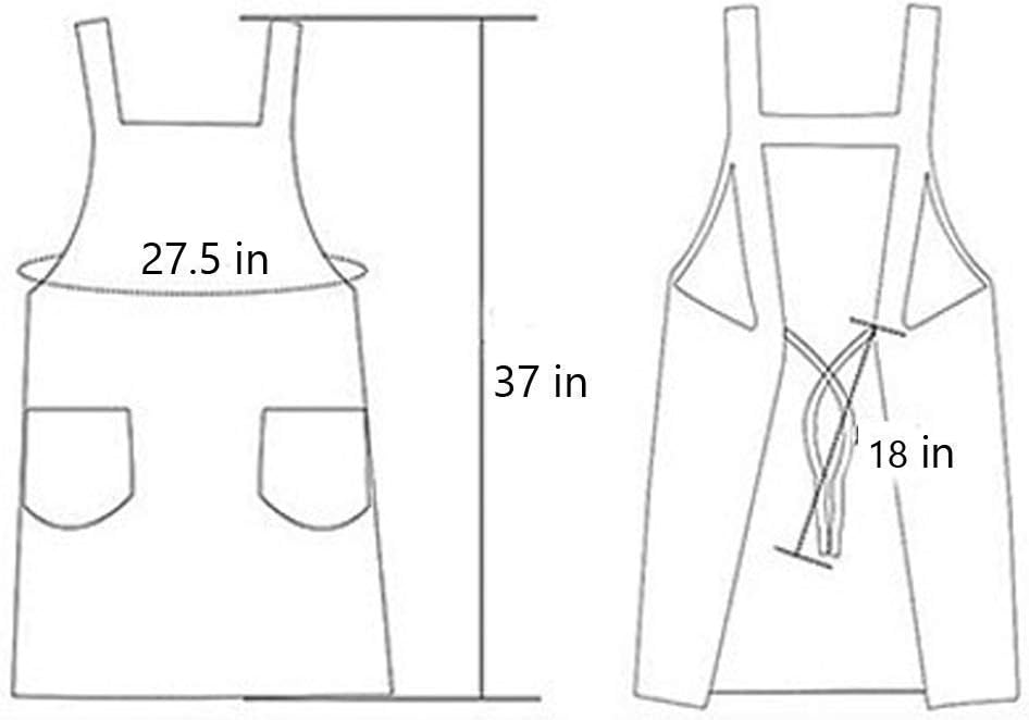 NEWGEM Women Cooking Apron with Pocket Cotton Cute Kitchen Pinafore for Baking Cleaning