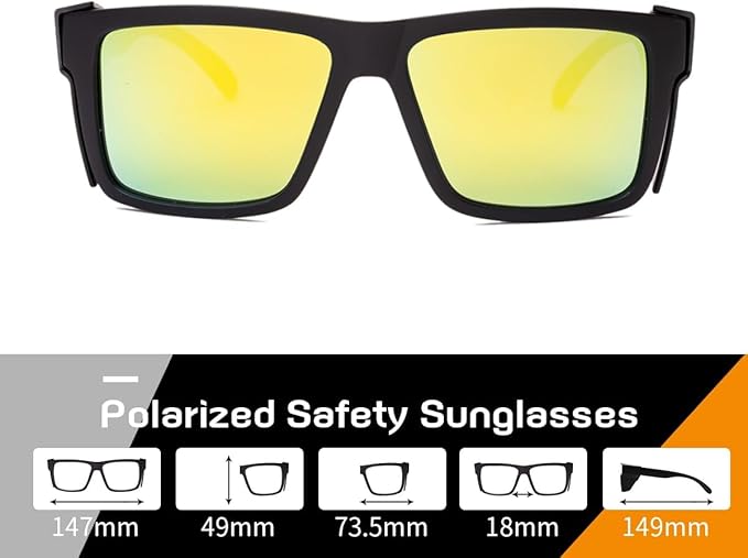 Polarized SafetyGlassesZ87 UV400 WorkSunglasses for men ConstructionCarpentryCyclingDIY&Light Industrial Use