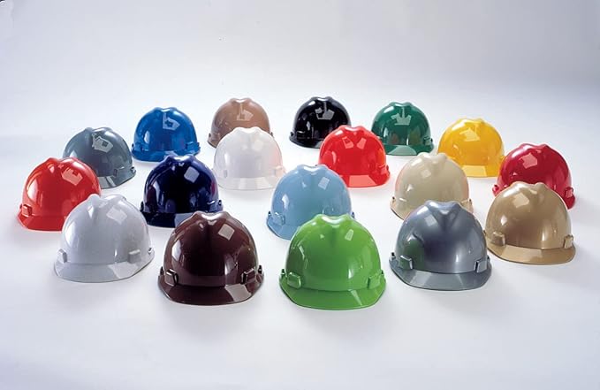MSA V-Gard Cap Style Safety Hard Hat Suspension | Polyethylene Shell, Superior Impact Protection, Self Adjusting with Crown Straps | 1-Touch Suspension