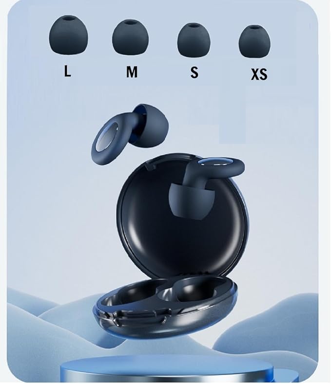 Ear Plugs for Sleeping, Reusable Soft Silicone Loop Earplugs,for Sleeping, Concert, Working, Studying, Traveling, Reduction 27dB-32db (Navy Blue, One Size)