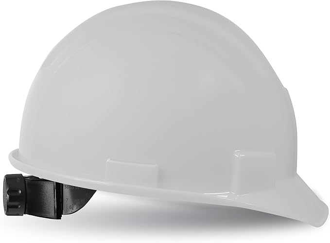 GE Cap Style Hard Hat, 4-Point Ratchet Suspension, Earmuff Slots, High Impact Resistant, Sweat-Wicking Sweatband, Meets ANSI Z89.1-2014, Comfortable, Durable, and Protective - White, Non-Vented