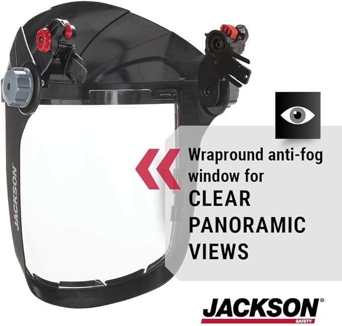 Jackson Safety QUAD 500 Face Shield - Anti-Fog Window with Chin Guard - ANSI Z87.1 & OSHA - (Multiple Styles & Headgears)