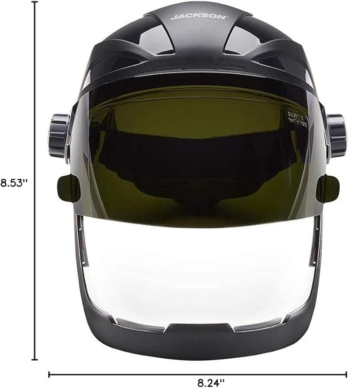Jackson Safety QUAD 500 Face Shield - Anti-Fog Window with Chin Guard - ANSI Z87.1 & OSHA - (Multiple Styles & Headgears)