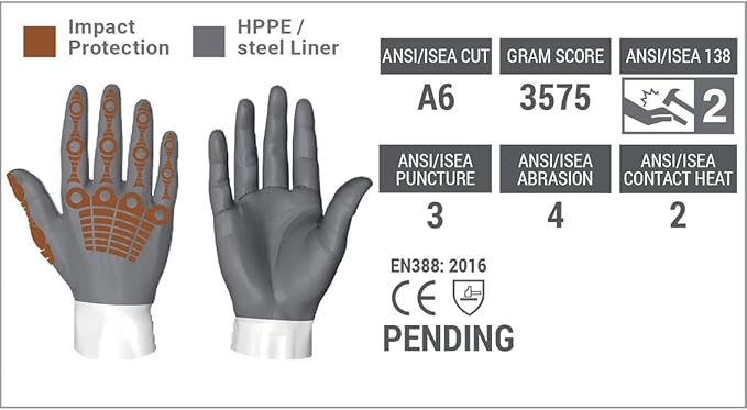 HexArmor Cut-Resistant Impact Protection Breathable Work Gloves | Chrome SLT ® Series 4073 | X-Small
