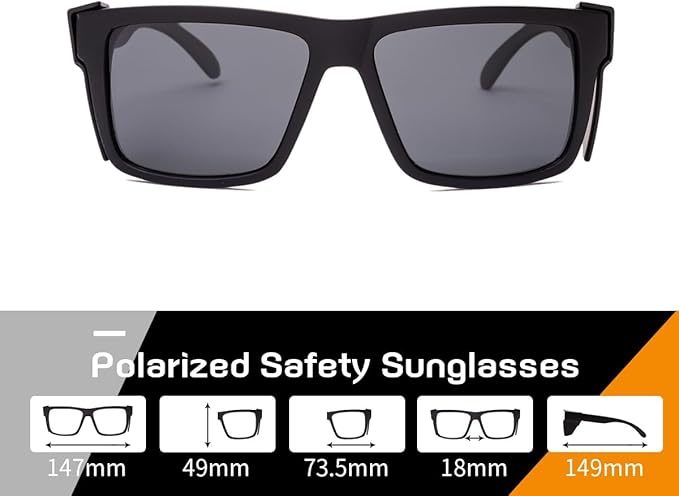 Polarized SafetyGlassesZ87 UV400 WorkSunglasses for men ConstructionCarpentryCyclingDIY&Light Industrial Use