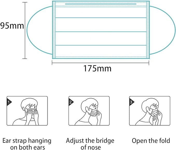 Disposable Face Mask 50 Pack Individually Packaged Wrapped Protection For Adults 3-layer Filter Safety Face Masks