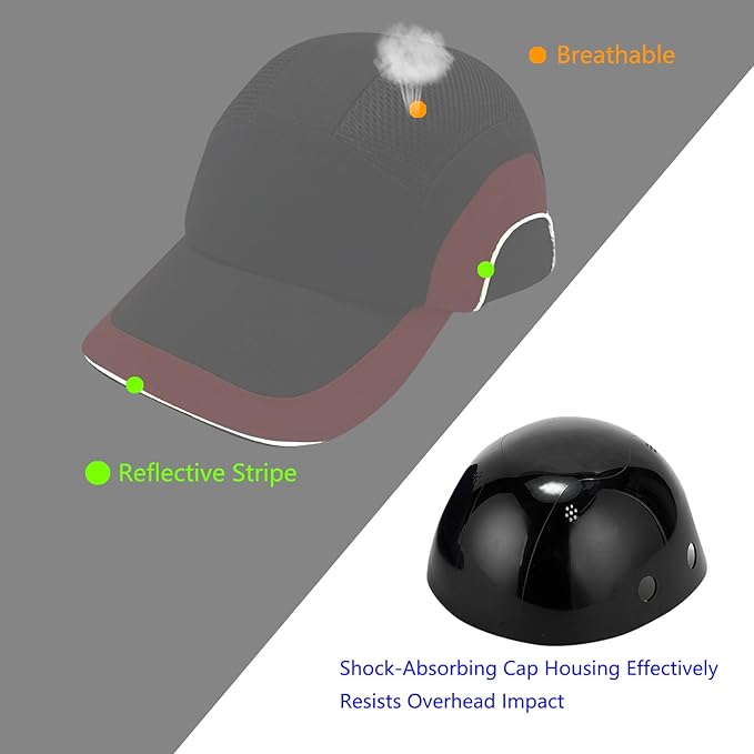 Lightweight Hard Hat Safety Bump Cap Safety Hard Hat Head Protection Cap Breathable Baseball Hat Style Comfortable Head Protection Hat for Work