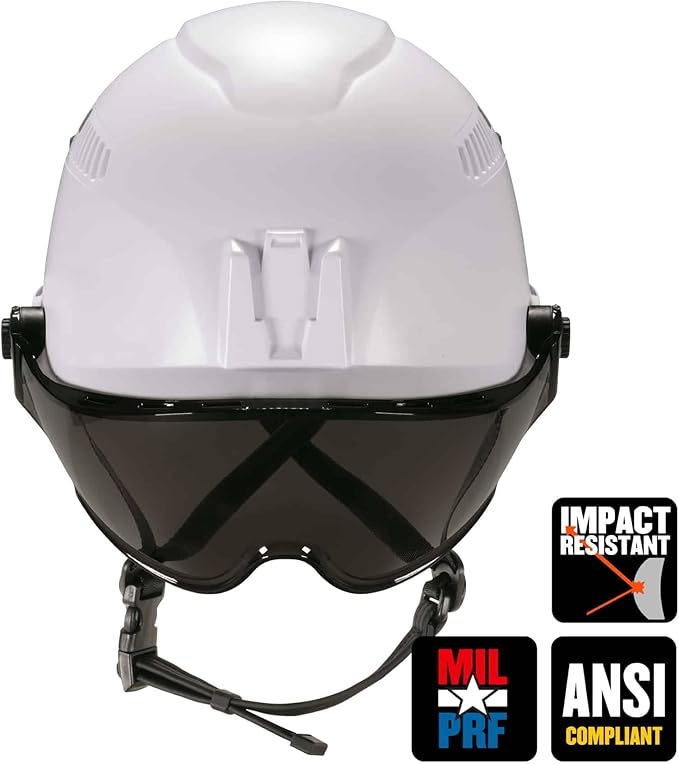 Ergodyne Skullerz 8975V Class C Safety Helmet with Visor, Anti-Fog Smoke Lens