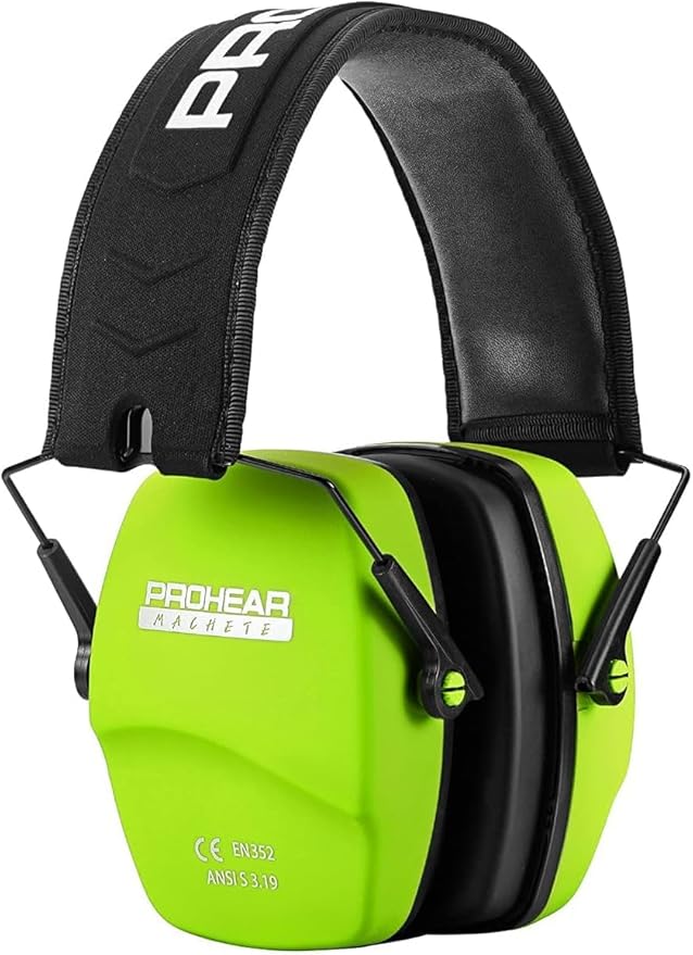 PROHEAR 016 Ear Protection Safety Earmuffs for Shooting, NRR 26dB Hearing Protector with Low-Profile Earcups, Compact Foldable Ear Defenders for Gun Range, Hunting (Fruit Green)