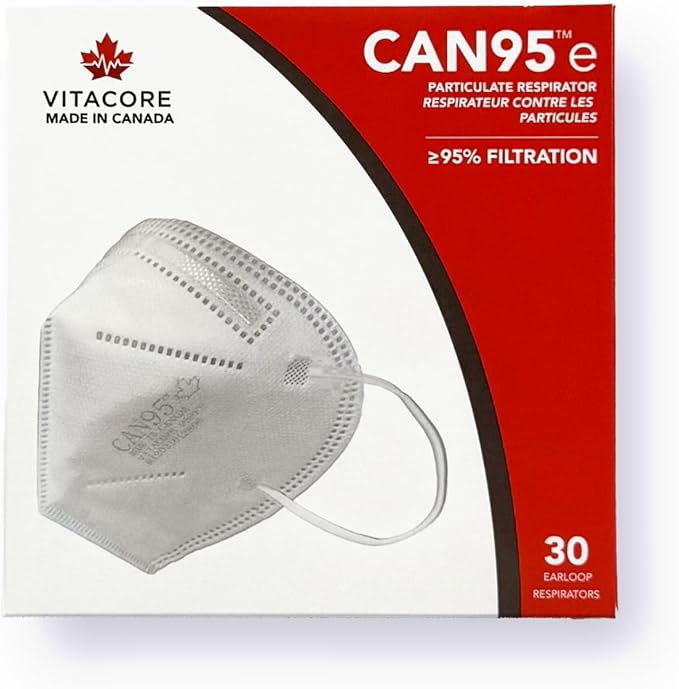 Vitacore CAN95e Disposable White Earloop Mask | 5-Ply Protection | Premium Skin-Friendly Materials | Comfortable Fit