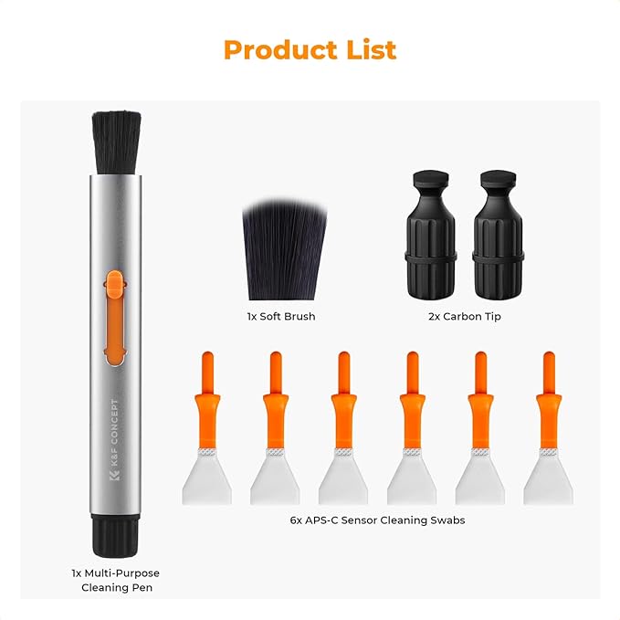 K&F Concept Lens Cleaning Pen Kit for APS-C CMOS & CCD Sensors, Lens Cleaner Pen with 6* APS-C Sensor Cleaning Rods for DSLR & Mirrorless Digital Cameras