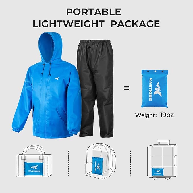 KastKing AquaLite Waterproof Rain Suit for Men and Women, Loose Fit, Lightweight, Durable Outdoor Gear for Fishing, Hiking