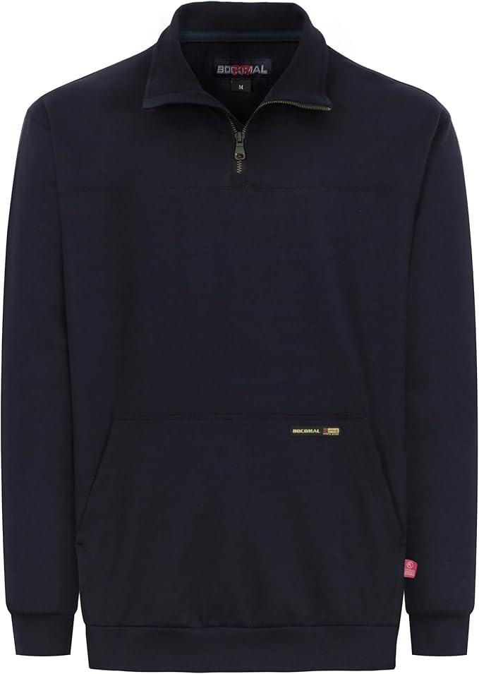 BOCOMAL FR Sweatshirts Midweight Non-Fleece Mock Neck 1/4 Quarter Zipper Water/Stain Repellent Fire Resistant Shirts