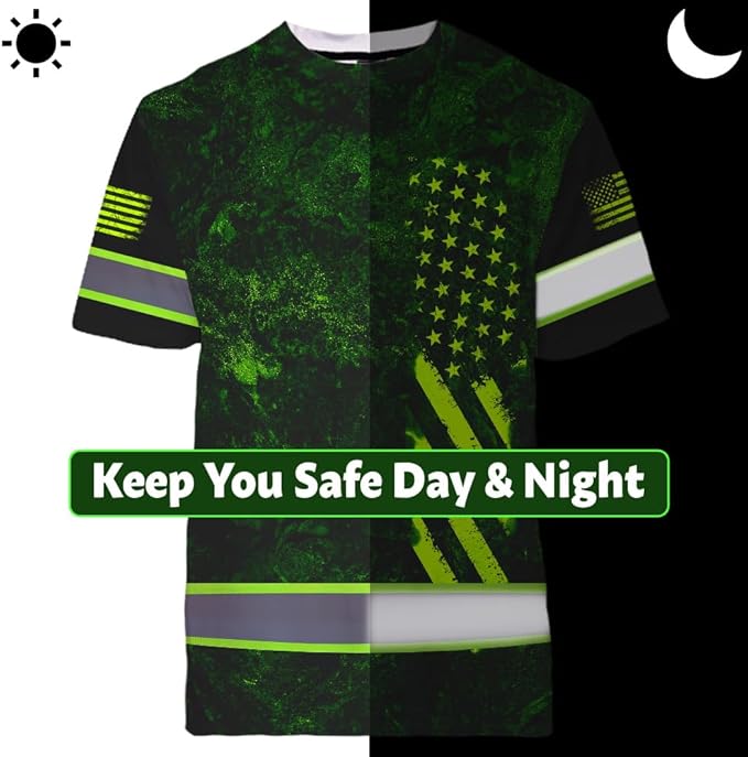 Maddly High Visibility US Flag Collection Safety Workwear Custom Name for Workers, Runners, Truckers, Patriotic