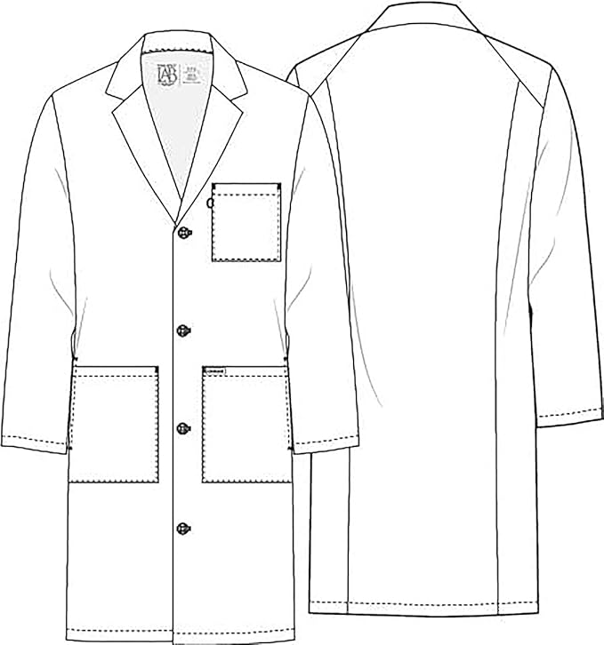 Cherokee White Lab Coat for Men or Women with 3 Pockets and Center back length 38" CK460
