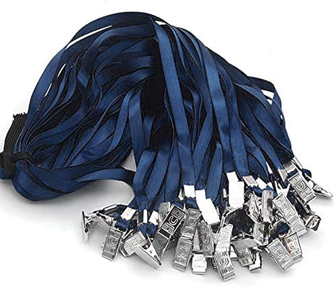 Bird Fiy Black Lanyards 100 Pack 34" Premium Lanyard Bulldog Clips Bulk Nylon Flat Lanyard with Badge Clip