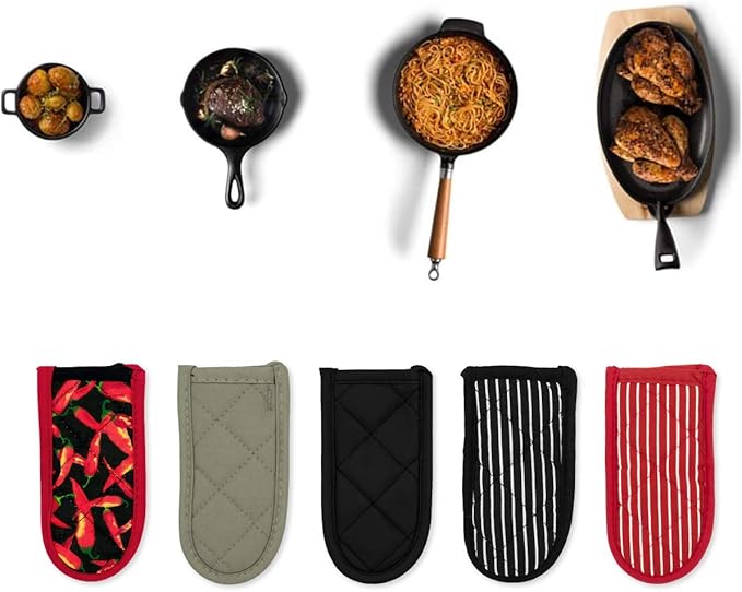 Evoio Cast Iron Skillet Handle Covers, Pot Handle Covers Heat Resistant, Heat Resistant Pot Pan Skillet Hot Handle Holder Sleeves Mitt Cover for Kitchen, BBQ and Baking Cookware (4-Pack Black)