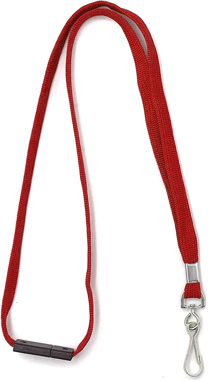 Safety Lanyards Premium Breakaway Lanyard Comfortable Neck Straps Lanyards Swivel J Hook for ID Badges (Red, 50 Pack)