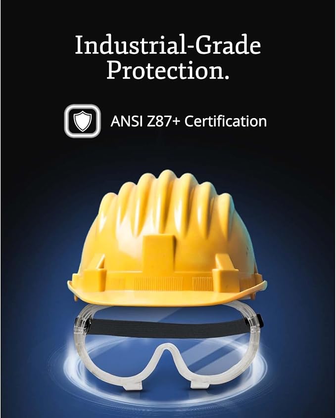 Aqulius Safety Goggles - 10-Pack, Direct-Vented & Comfort Fit - Anti-Fog Impact-Resistant Protective Eyewear Bulk for Construction - ANSI Z87+ Certified