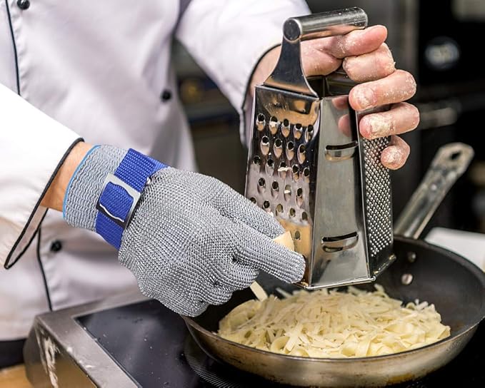 Schwer SlicePro ANSI A9 Cut Resistant Glove PR1707, Food Grade Stainless Steel Wire Metal Gloves, Cutting Gloves for Kitchen, Meat Cutting, Oyster Shucking, Fish Fillet, Non-PFAS (XXL, 1 PCS