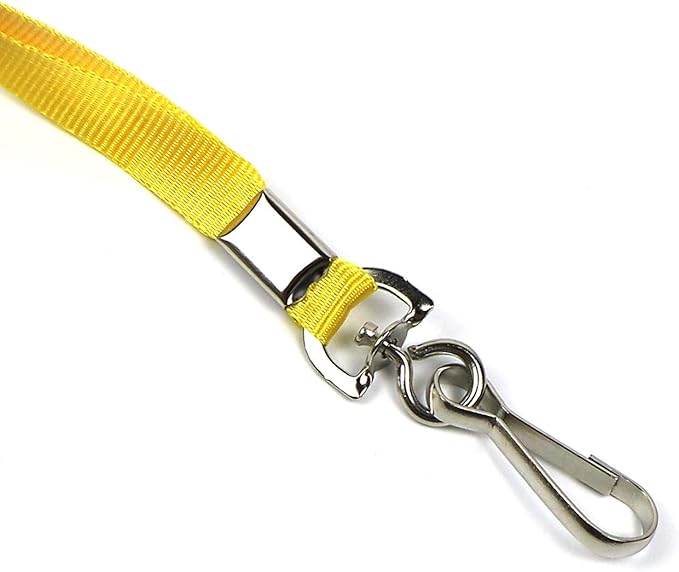 Beebel Yellow Lanyard Bulk Lanyards for Id Badges Flat Lanyard with Badge Clip Swivel Hook 50 Pack