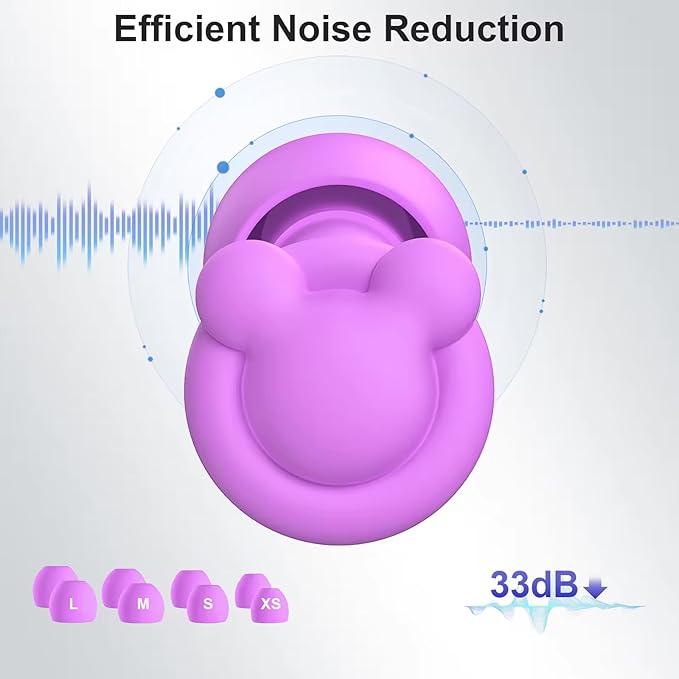 Ear Plugs for Sleeping Noise Reduction, Noise Cancelling, Hearing Protection Ear Plugs for Sleep, snoring, Study, Super Soft with 8 Ear Tips in XS/S/M/L (Rainbow)