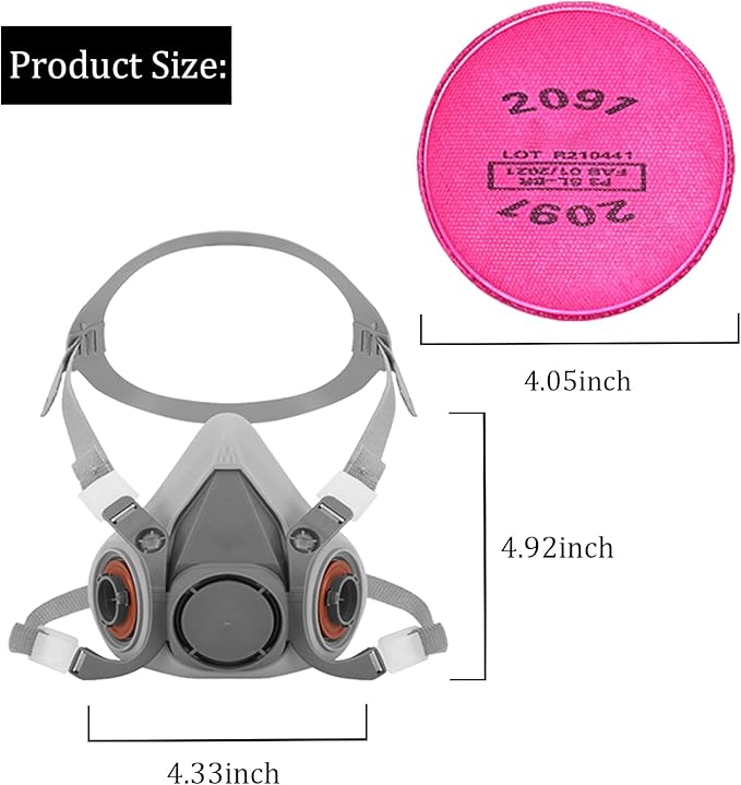 Reusable Half Face Cover - Respirator Mask with Filters for Painting, Dust, Welding, Resin, Fume and Organic Vapor Gas