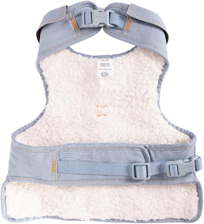 Wrangler Light Wash Dog Vest Harness with Sherpa-XL