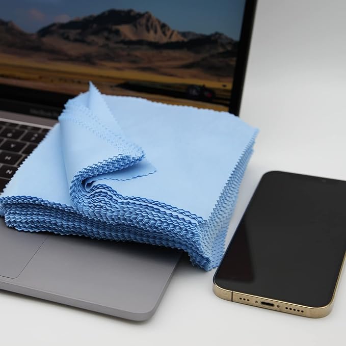AAwipes Eyeglasses Cleaning Cloth Glasses Cloths Bulk (5.5"x5.5", Blue, 100 pcs, No Logo) for Eyeglasses, Lenses, Phones, Screens, Camera, Silverware, Any Other Delicate Surfaces (V1515)