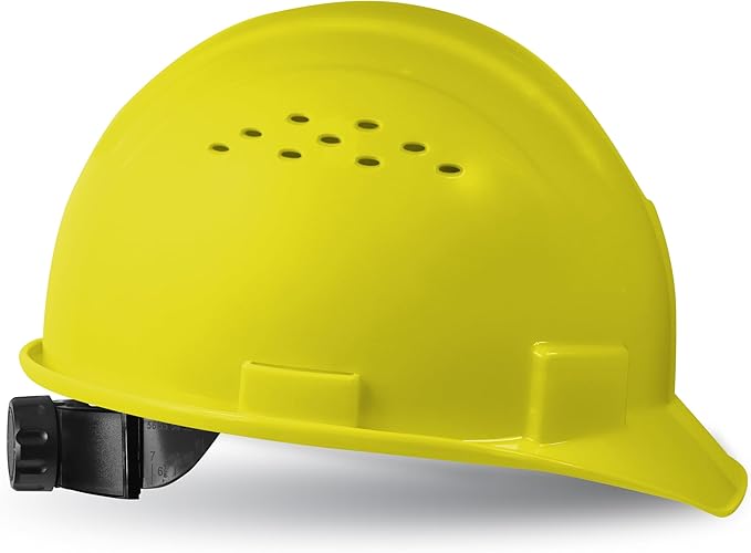 GE Cap Style Hard Hat, 4-Point Ratchet Suspension, Earmuff Slots, High Impact Resistant, Sweat-Wicking Sweatband, Meets ANSI Z89.1-2014, Comfortable, Durable, and Protective - Yellow, Vented
