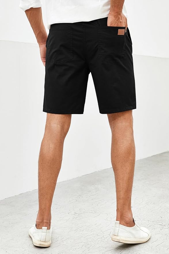 JMIERR Mens Casual Shorts - Cotton Drawstring Summer Beach Stretch Twill Chino Golf Shorts