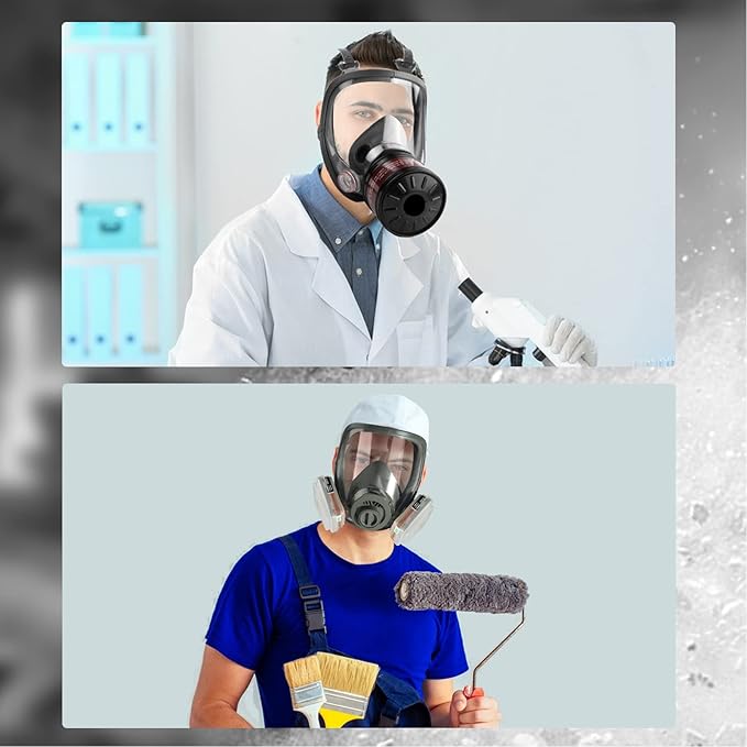Gas Masks Survival Nuclear and Chemical, Gas Mask with 40mm Activated Carbon Filter and 6001 Filter, Respirator Mask for Dust, Vapors, Chemicals, Paint, Spray, Welding, Polishing, 4 Pack