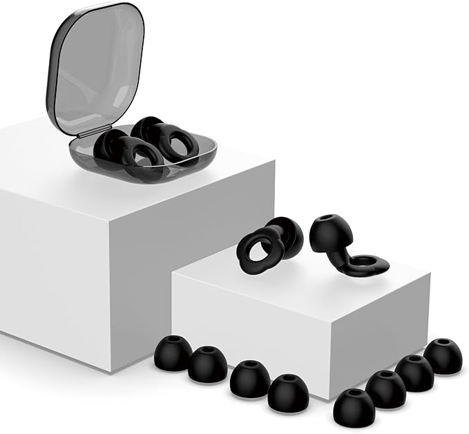 2 Pairs Ear Plugs for Sleeping, 35dB Ear Plugs for Sleeping Noise Cancelling, Soft Reusable Earplugs for Noise Reduction with 8 Ear Tips, Sleep, Hearing Protection, Study, Swimming and Concert.