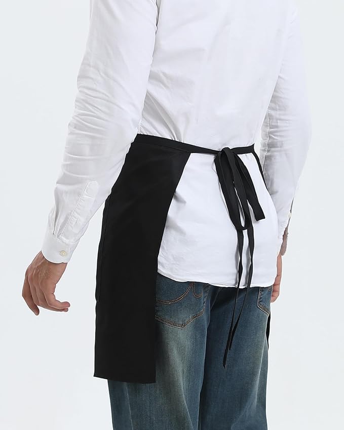 Xeoxarel Unisex Bistro Half Aprons with 4 Pockets, Waiter Waist Server Apron for Women and Man 27''X18''