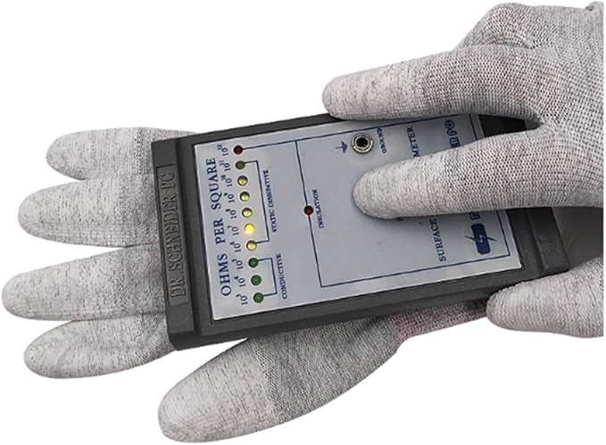 VIPER 10 Pairs Anti Static Gloves, Coated Fingertip Grey Carbon Fibers,13G ESD Safety Work Gloves