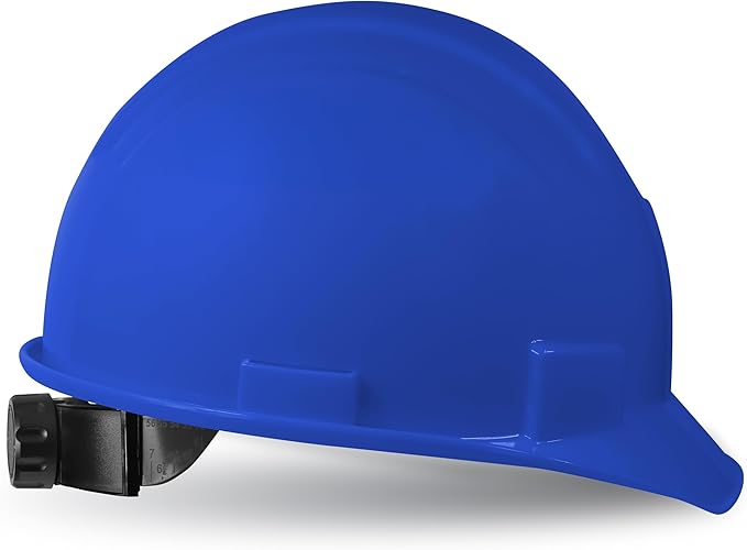 GE Cap Style Hard Hat, 4-Point Ratchet Suspension, Earmuff Slots, High Impact Resistant, Sweat-Wicking Sweatband, Meets ANSI Z89.1-2014, Comfortable, Durable, and Protective - Blue, Non-Vented