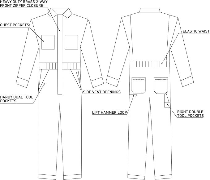 Coveralls for Men Long Sleeve Cotton Blend Work Jumpsuit with Multi Pockets Utility Work Wear