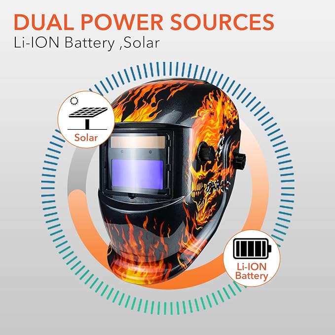 Welding Helmet with Light True Color Auto Darkening Welding Helmets for Men Solar Powered Welding Hood with 2 Arc Sensor Wide Shade 4/9-13 for TIG MIG ARC Cool Welder Mask (TRQ-HD0701)