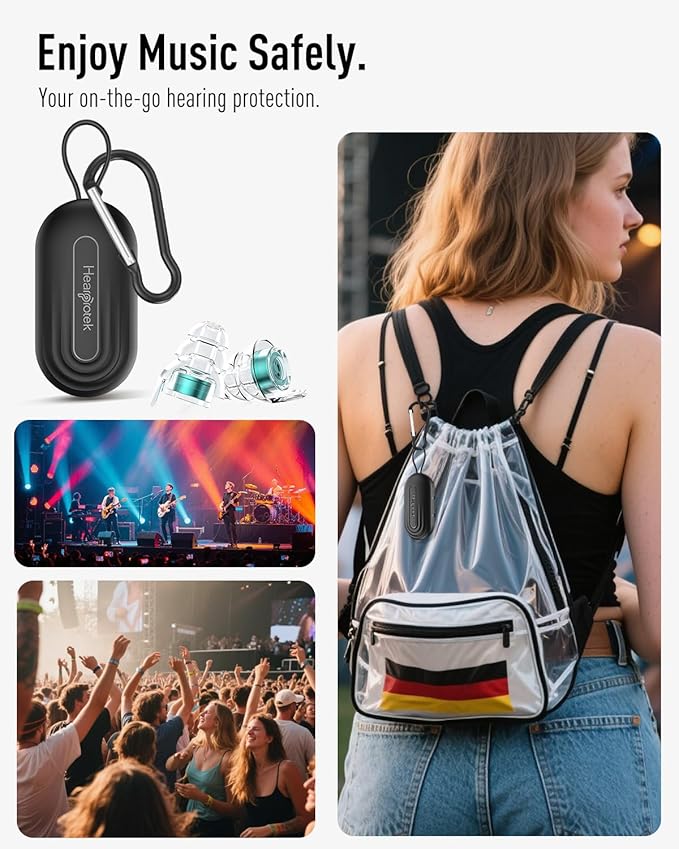 Hearprotek Concert Ear Plugs, 2 Pairs Reusable High Fidelity Musician Ear Plugs, 23db Noise Reduction, Green Silicone Earplugs for Concerts, Festivals, DJs, Nightclubs, Drumming, Parties