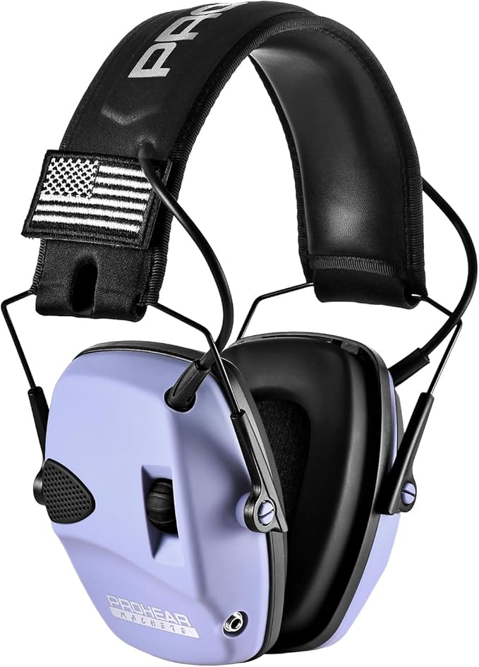 PROHEAR Electronic Ear Protection for Shooting with 4X Sound Amplification, Gun Range Hearing Protection Muffs, NRR 23dB Noise Reduction Headphones for Hunting, Purple