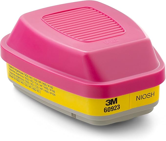 3M Organic Vapor/Acid Gas Cartridge/Filter 60923, P100 Respiratory Protection, 10 Filters