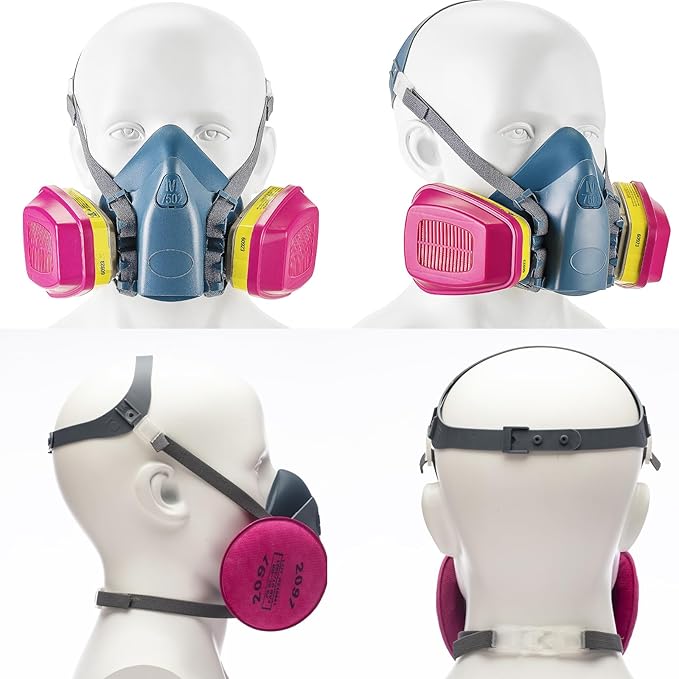 RANKSING Reusable Respirator Mask 7502 with 2097 Filter and Cartridges Half Gas Mask for Painting,Spraying,Polising and More