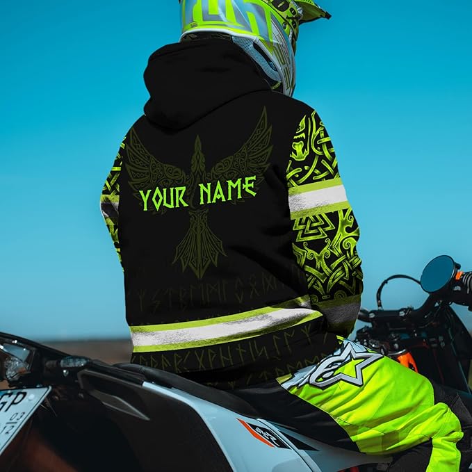 Matedecor Skull High Visibility Shirt Men Reflective Safety Shirts US Flag Custom Name Workwear, Runners, Walkers, Patriotic